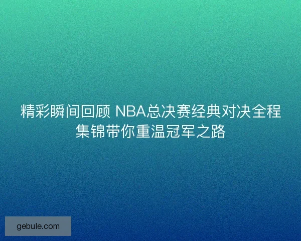 精彩瞬间回顾 NBA总决赛经典对决全程集锦带你重温冠军之路