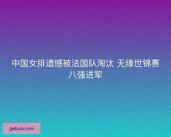 中国女排遗憾被法国队淘汰 无缘世锦赛八强进军